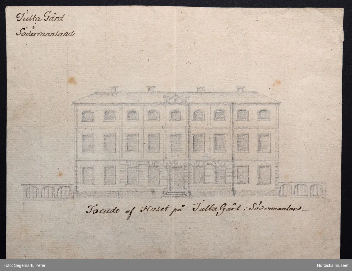 Erland Hederstiernas skiss till huvudbyggnaden Stora huset på Julita gård 1795.