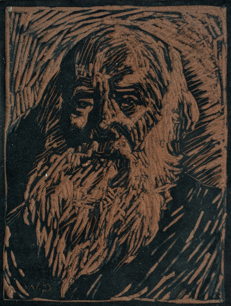Snitt med portrett av Ivar Mortensson-Egnund, signert C.W.