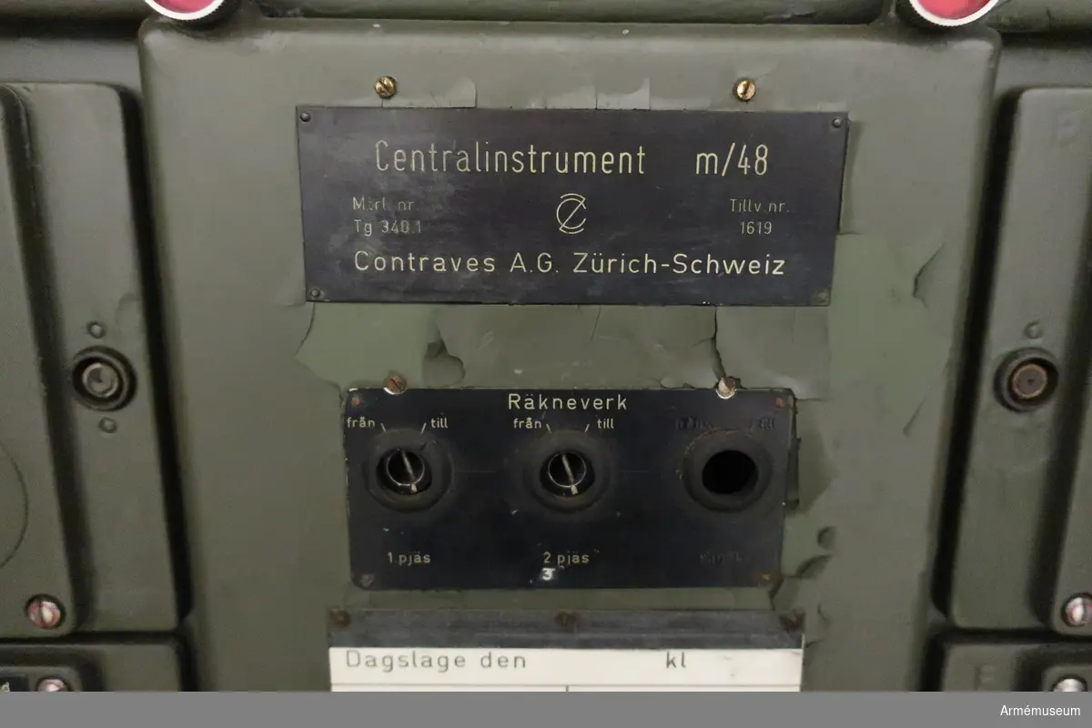 Centralinstrument m/1948. Registreringsnr 123478. Märkt Cinstr. m/1948 E.