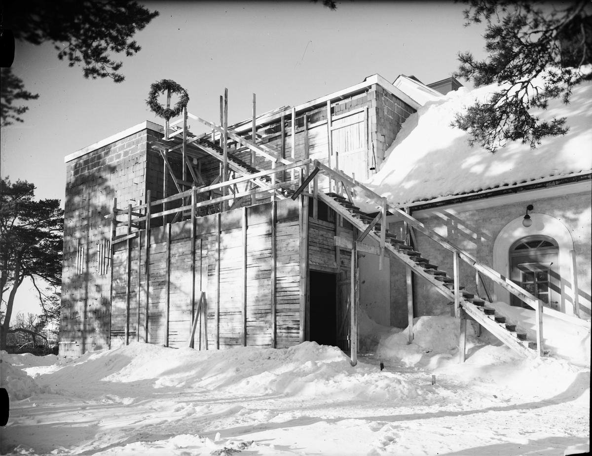 Epidemisjukhuset byggs ut, Östhammar, Uppland 1959
