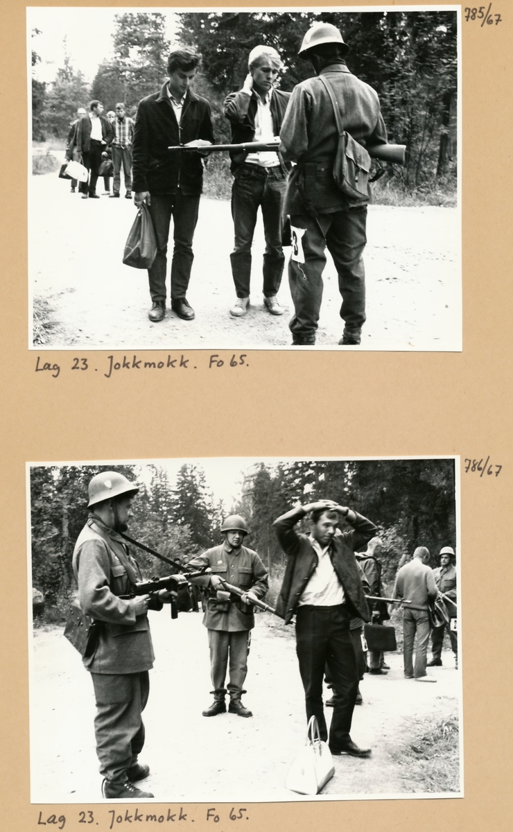 Rikshemvärnstävlingen 1967, sid 24

Vakttjänst vid Norra förråden.
Civilklädda vpl från P 10 tjänstgör som "misstänkta personer".

Bild 1 och 2. Lag 23, Jokkmokk, Fo 65