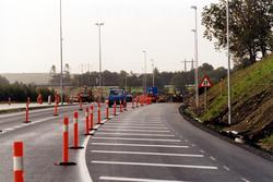 Sikring og trafikkregulering i Sandnes under vegarbeid på 19