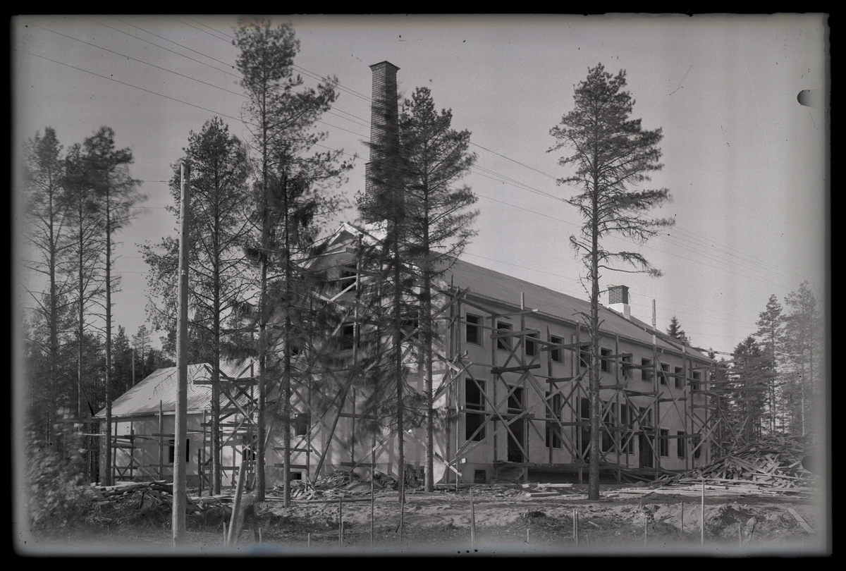 Byggnation av bostadshus, ca 1910.