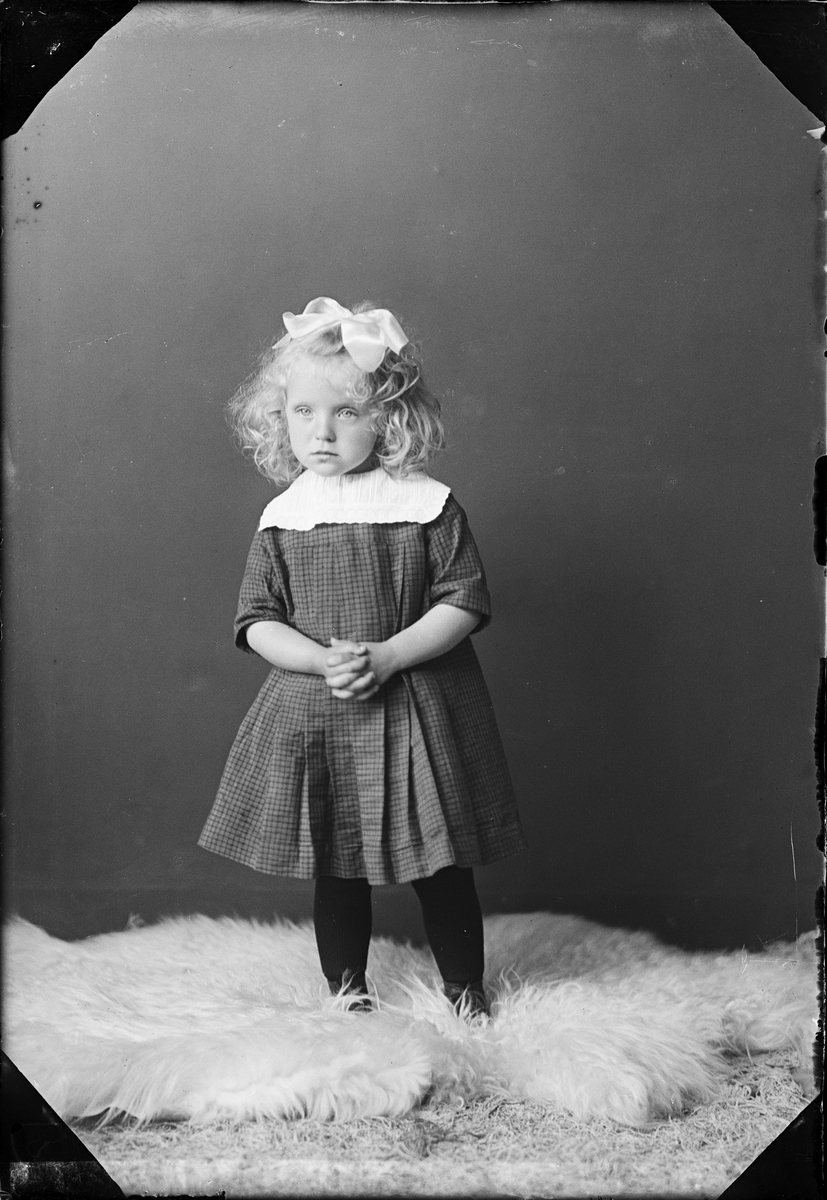 Ateljéporträtt - barn till Hildur Jansson från Tallarna, Harg socken, Uppland 1923