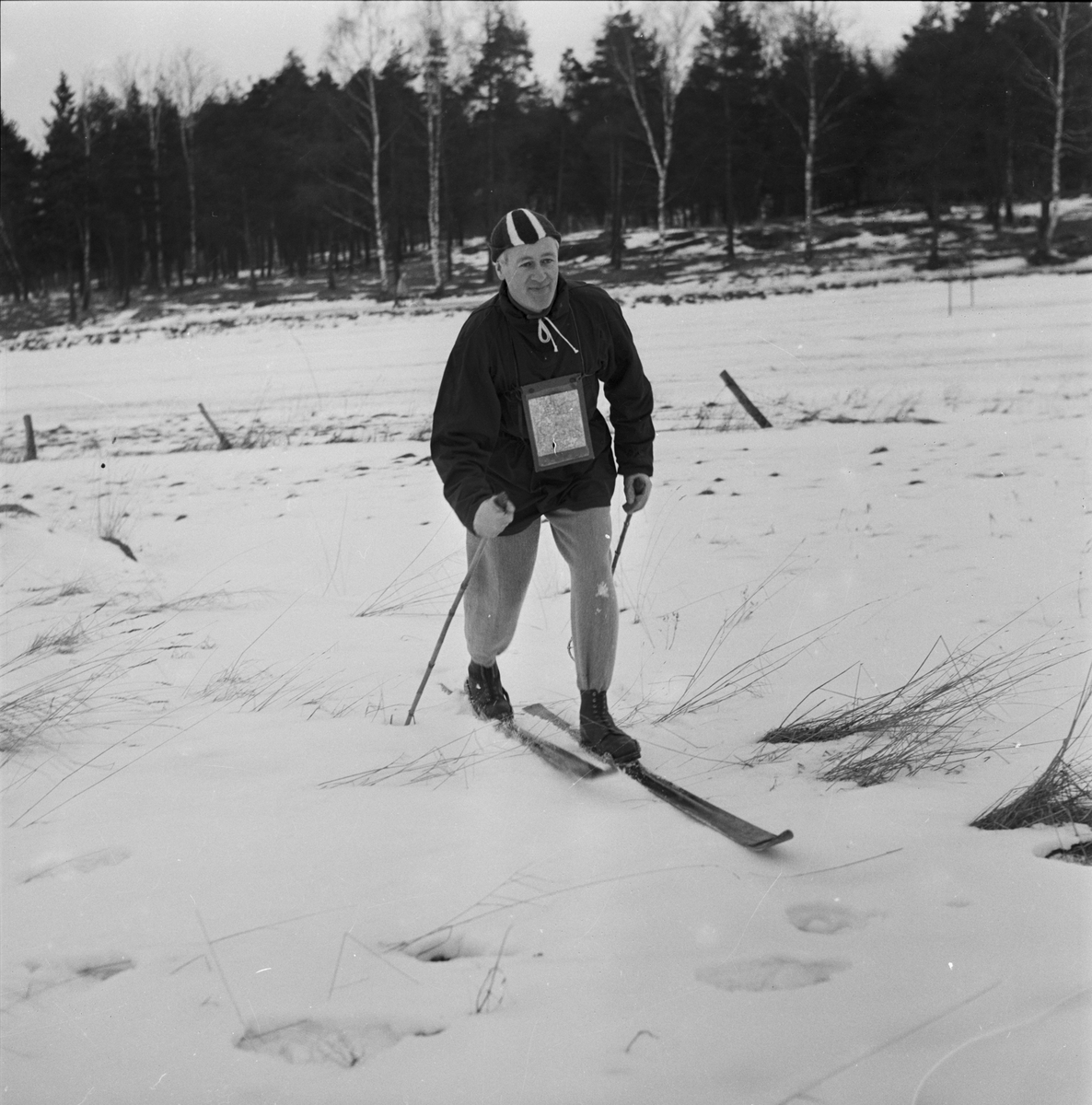 Carl-Martin Edsman på skidor, Uppsala 1958