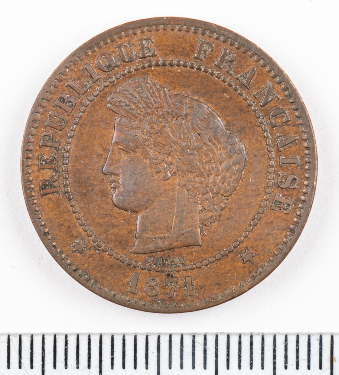 Mynt Frankrike 1871 5 Centimes.