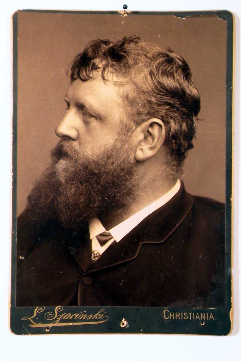 Portrett av mann med helskjegg, venstre profil