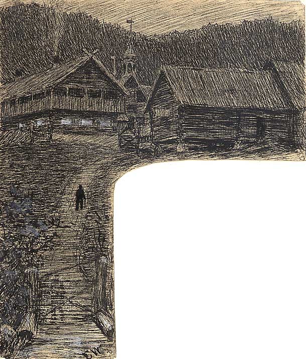Illustrasjon til Til "Den syvende far i huset",  P. Chr. Asbjørnsen, Norske Folke-og Huldreeventyr i Udvalg. København 1879 [Illustrasjon]