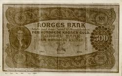 500kr selldel fra Norges Bank. (1905)."I din haand lad mig i