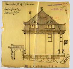 Vaaningshus for herr Grosserer Joakim Rønneberg. Vestfacade 