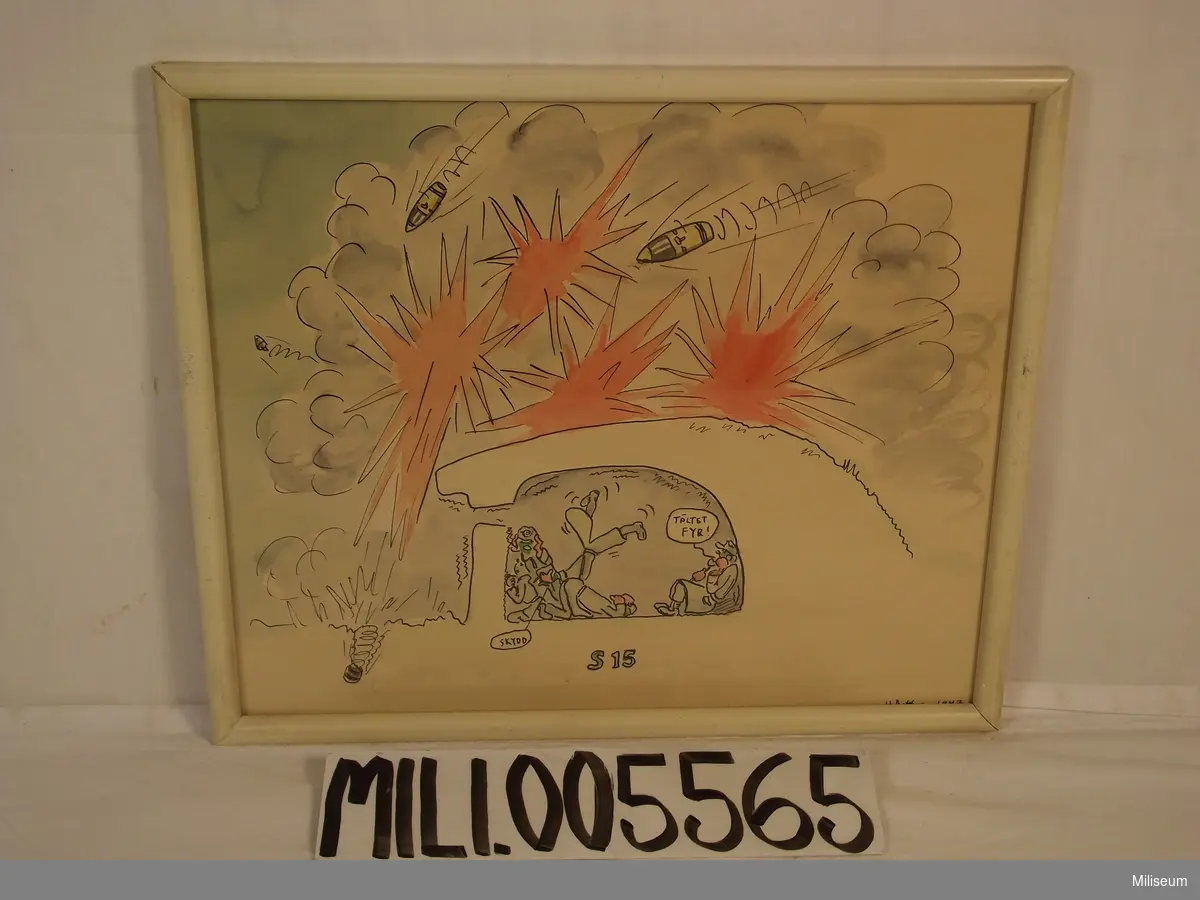 Akvarell föreställande felskjutning, 1947

Se notering på baksidan.