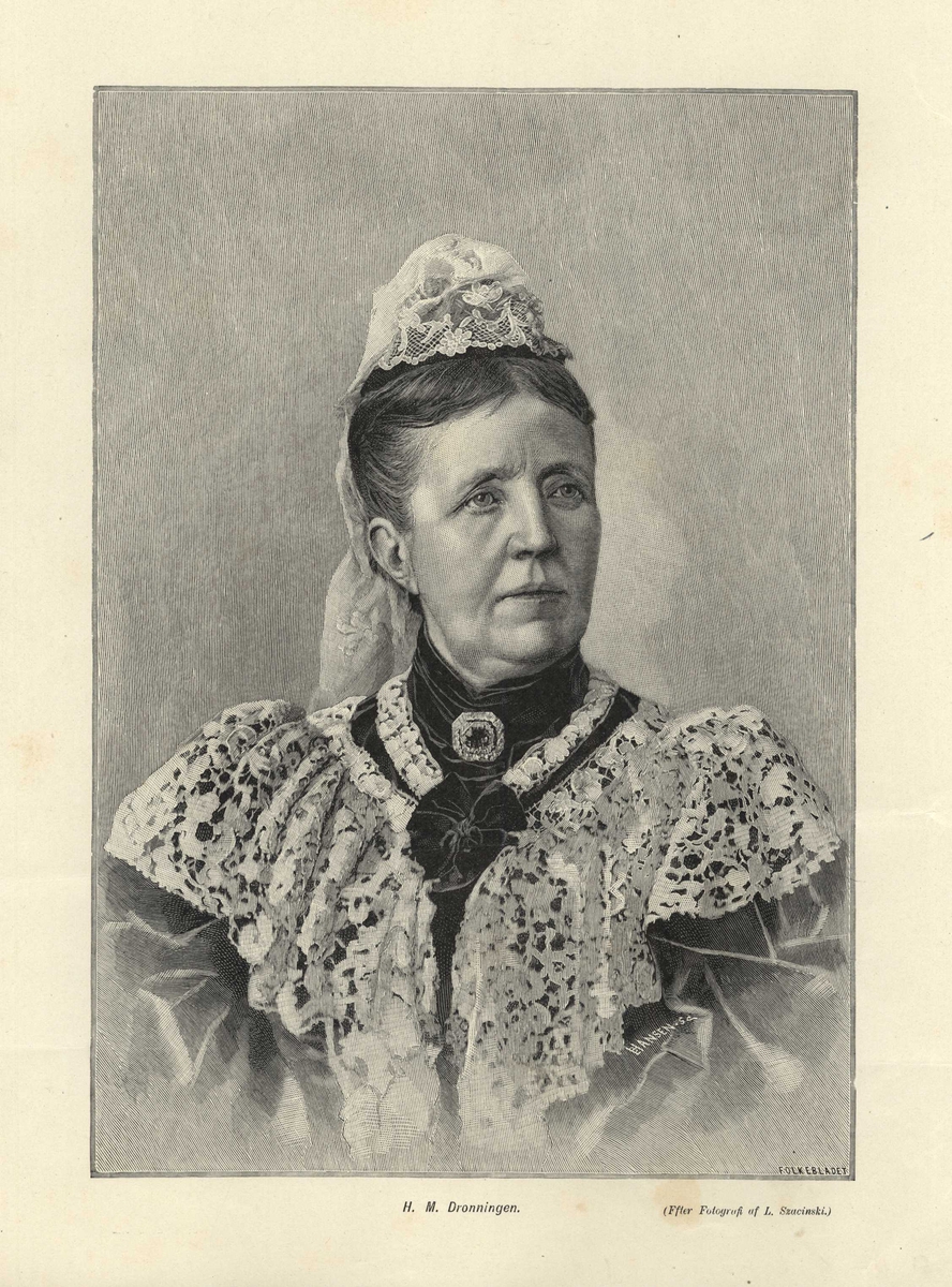 Portrett, brystbilde av dronning Sophie av Sverige-Norge som eldre kvinne.