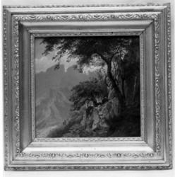 Maleri, "Forestillende bjerglandskap med smal sti hvorpå van