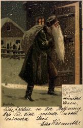 Postkort. Jule- og nyttårshilsen. St. Nikolaus, en julenisse