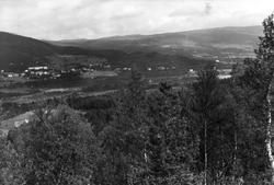 Geilo, Hallingdal. Oversiktsbilde av bygda, skog, åser og fj