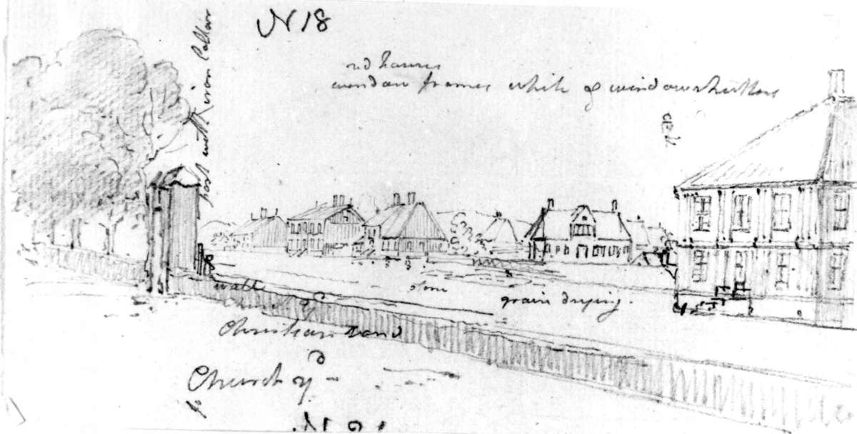 Kristiansand
Fra skissealbum av John W. Edy, "Drawings Norway 1800".