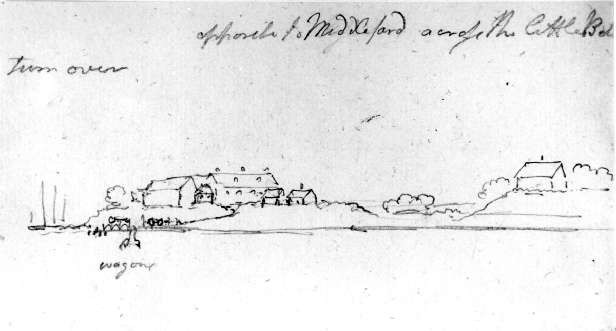 Middelfart, Jylland, Danmark.
Fra skissealbum av John W. Edy, "Drawings Norway 1800".