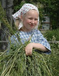 Levendegjøring på museum. Ferieskolen uke 26 2005. Jente i 