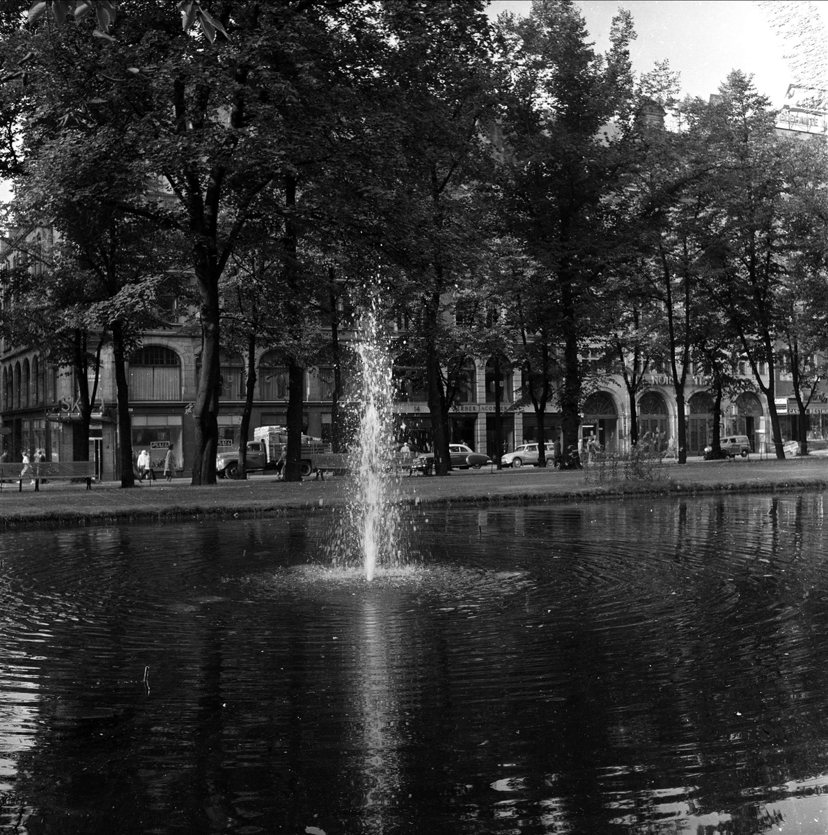 Studenterlunden, vannbasseng, fontene, Oslo, 09.09.1959.