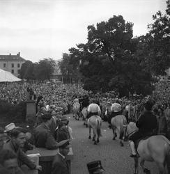 Akershus slott og festning, Oslo. Bondebryllup. Ryttere med 