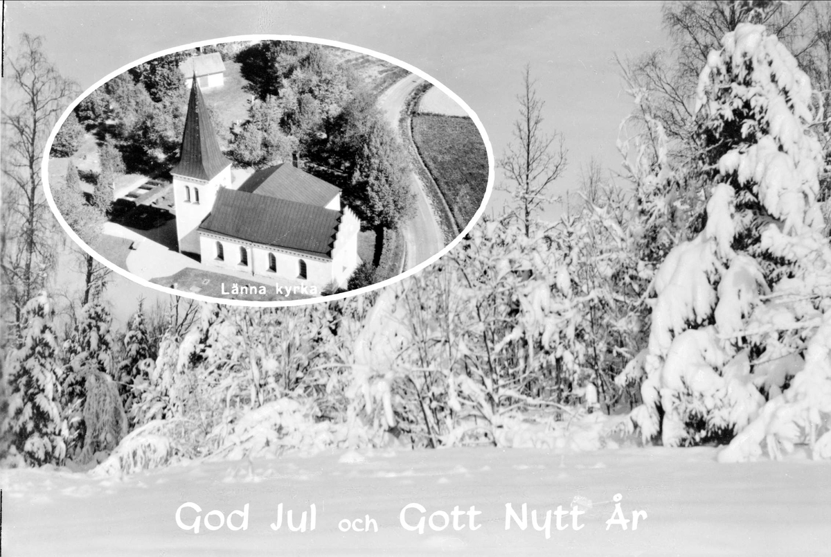 Julkort med Länna kyrka, Länna socken, uppland 