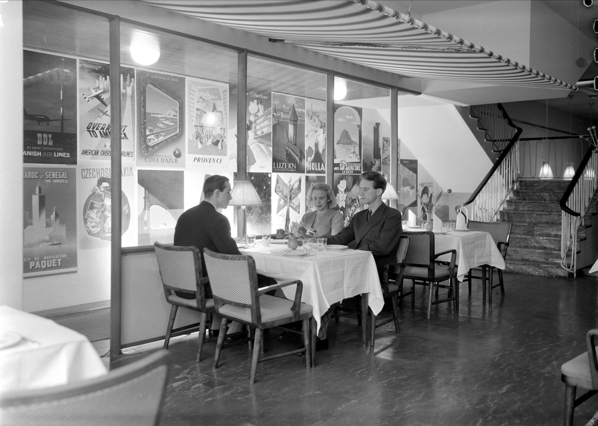 Restaurang Glunten, Drottninggatan 5, Uppsala, interiör 1949