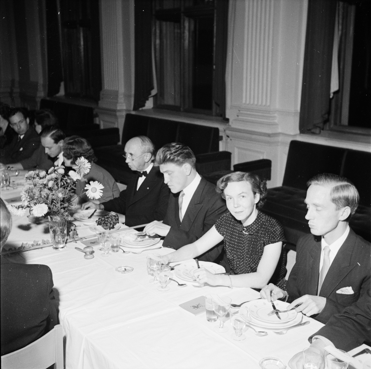 Studenternas helnykterhetssällskap - middag på Östgöta nation för kuratorer, Uppsala 1949