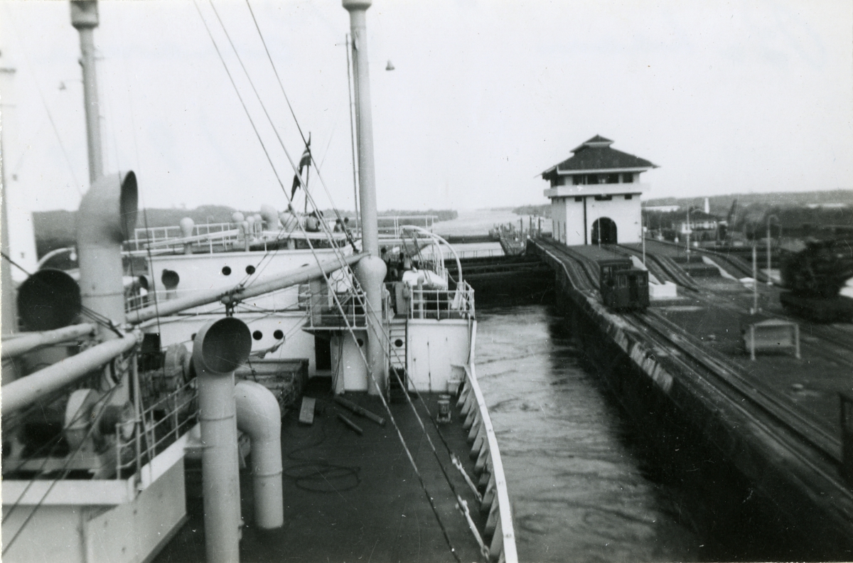 M/S 'Bataan' (b.1947, A/S Akers mek. Verksted, Oslo), - i Panamakanalen.