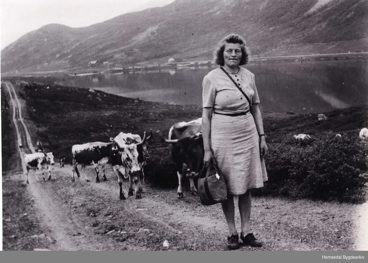 Margit Huso flyttar på stølen i Storeskar i Hemsedal i 1950