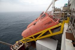 Stuplivbåter på Statfjord C.  På plattformen finnes det 8 li