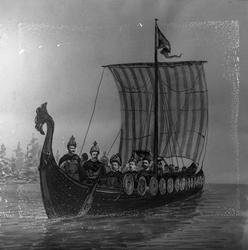Tegning av vikingeskip