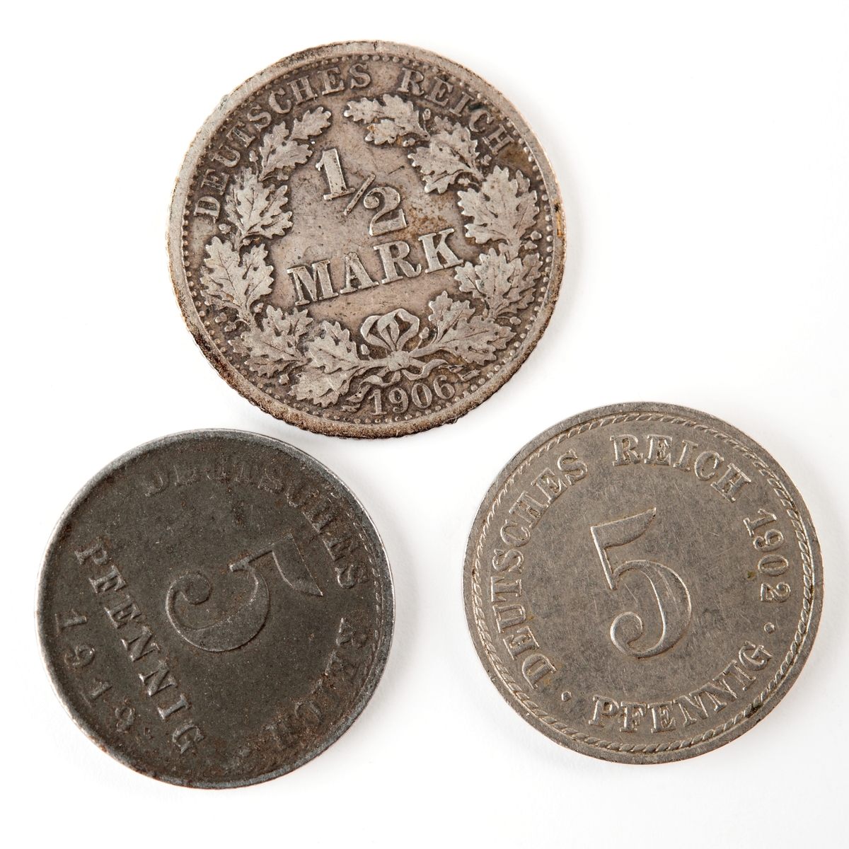 Tyskt silvermynt, 1/2 (halv) mark från 1906.