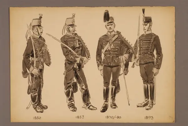 Plansch Med Uniform För Smålands Husarregemente För åren 1850-1893 ...