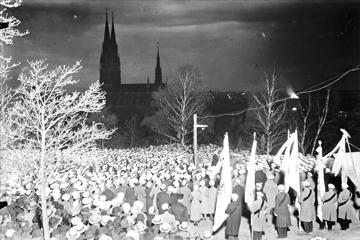 Valborgsmässofirande, Slottsbacken, Uppsala 1947