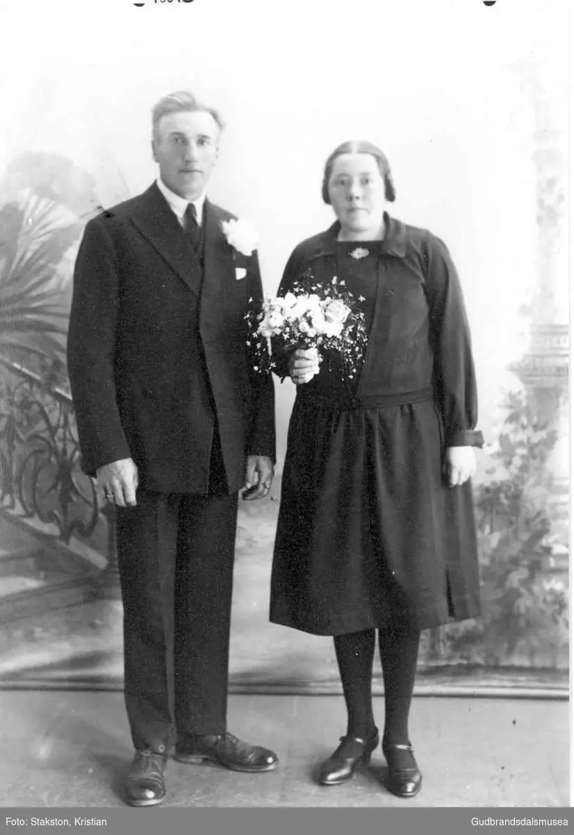 Brudeparet Andreas Åboen (f. 1900) og Ingrid Åboen (f. Haugen 1903)