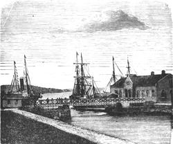 Kanalen i Moss med den gamle kanalbru bygd 1856 ( til 1888).