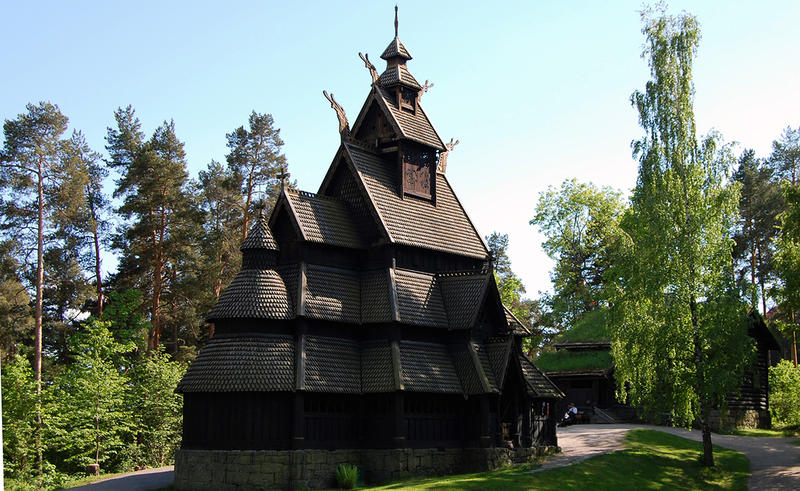 Stavkirke fra Gol på Norsk Folkemuseum. Foto/Photo
