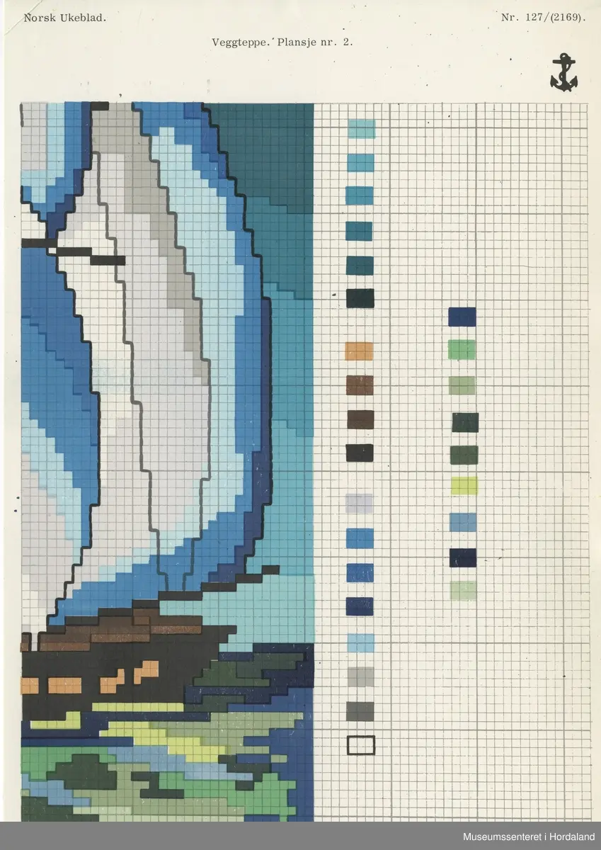 Trykt mønsterark i A4-format til brodert tekstil.