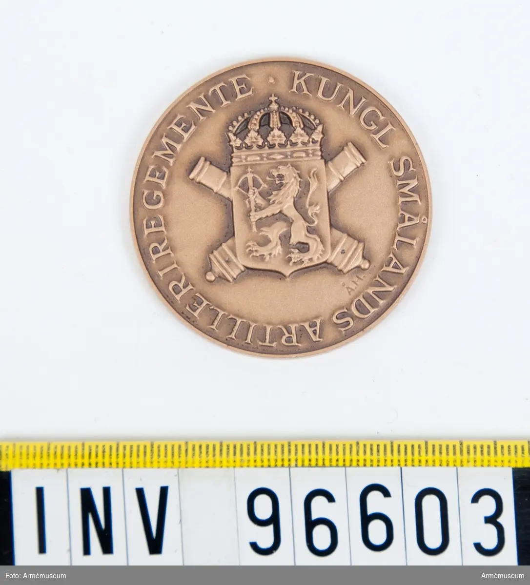Medalj i brons för Smålands artilleriregemente.