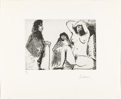 Besøkende, med sin hund, hos en ung kvinne, med koblersken [