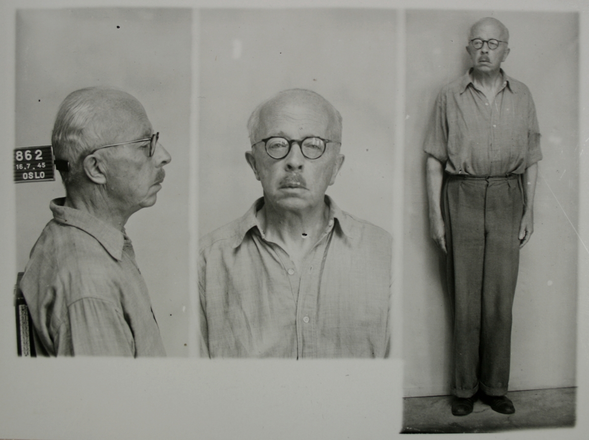 Arrestkort med foto og fingeravtrykk for E. Steversen Blehr