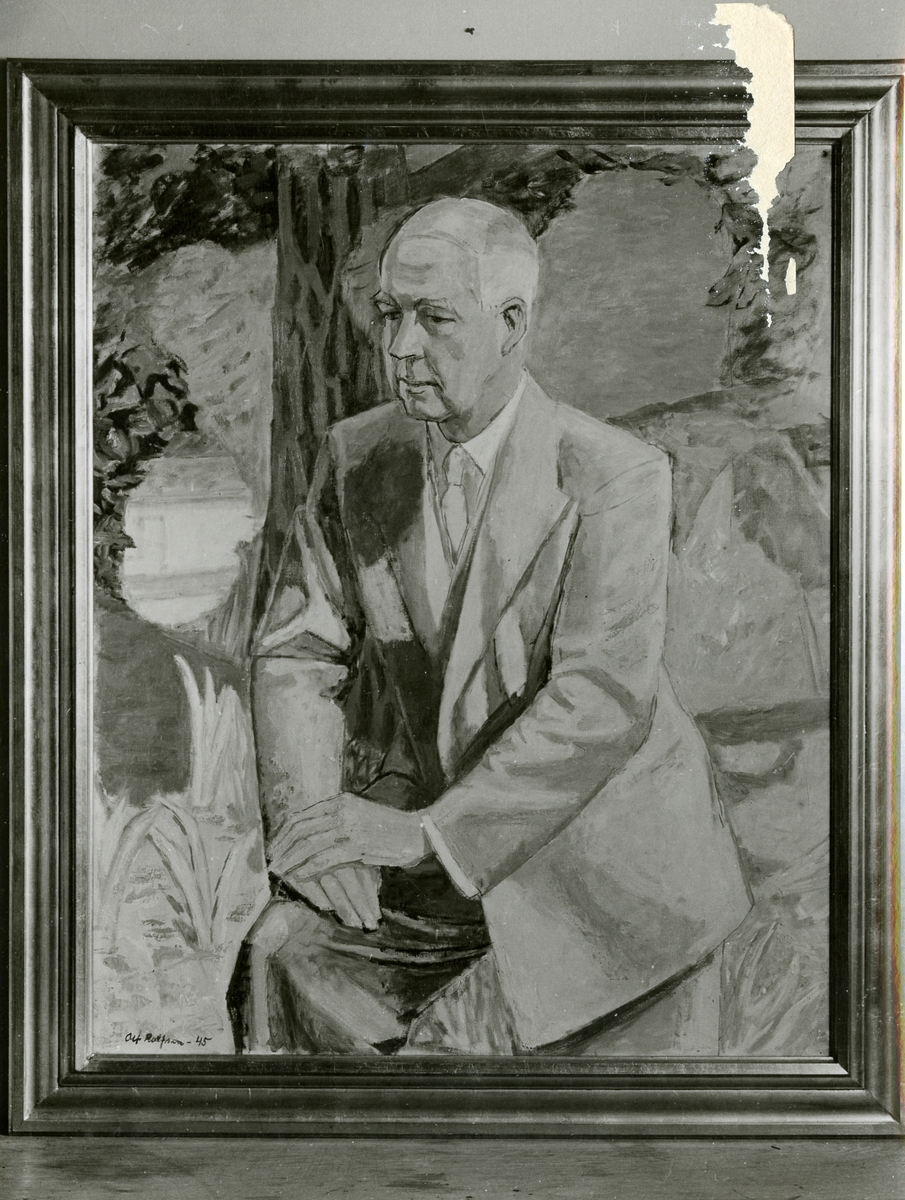 Avbildet foto av et maleri av Sigurd Grieg. År 1945.