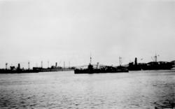 Oppankret tysk konvoi i Nærøysundet på Rørvik under 2. verde