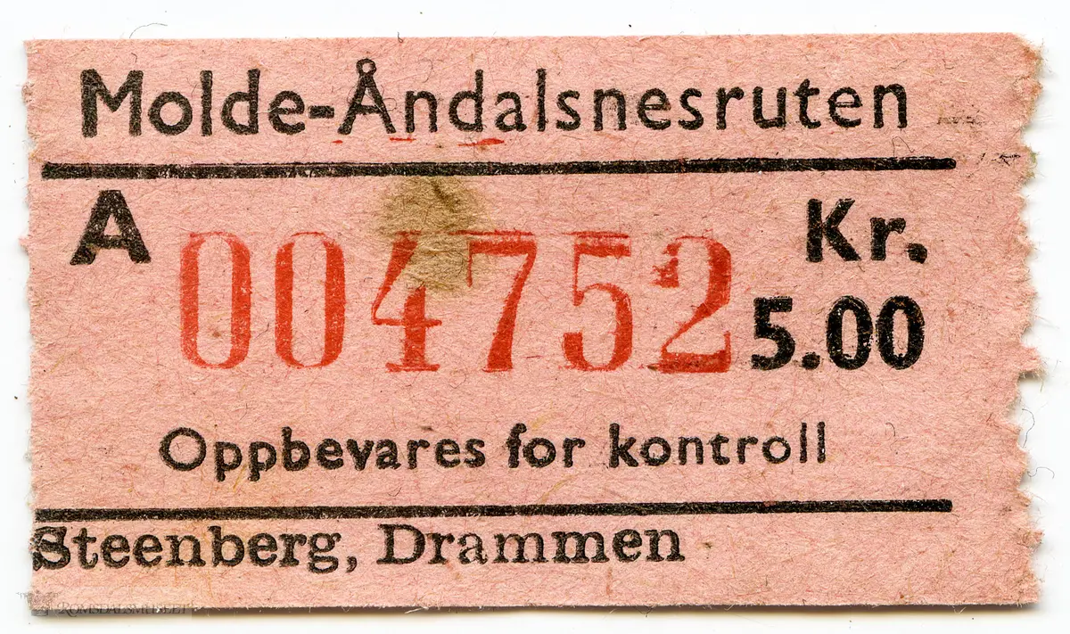 Bussbillett..Molde - Åndalsnesruten.