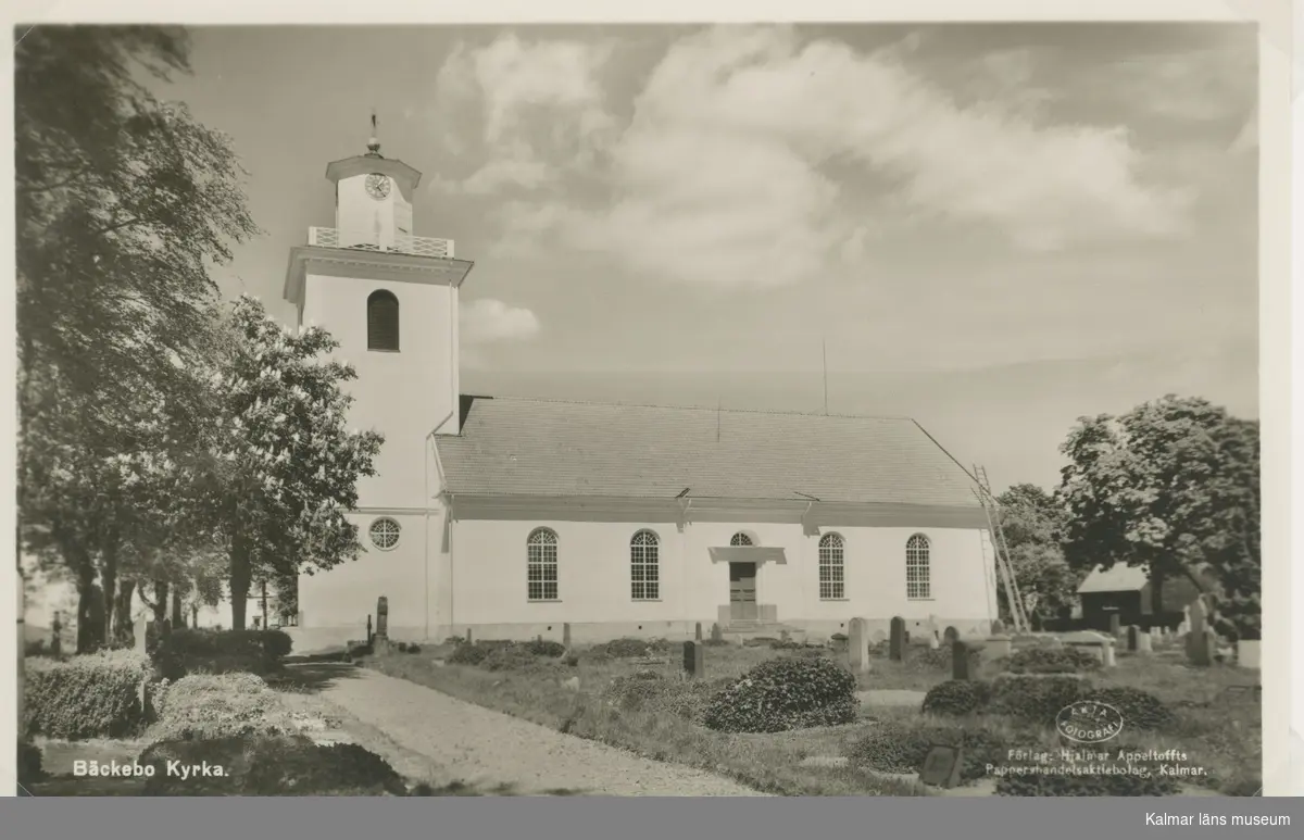 Vykort föreställande Bäckebo kyrka.
