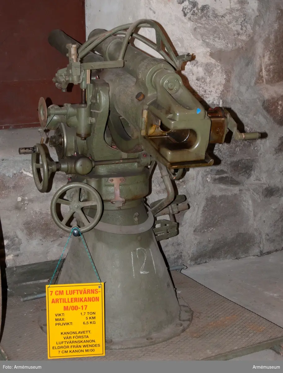 Grupp F I.
7,5 cm kanon m/1900-17 med fast lavett och tillbehör.