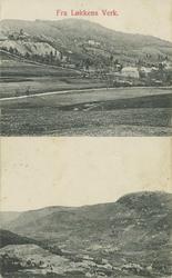 Postkort med to prospektbilder av Løkken Verk i 1906.