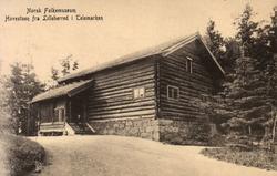 Postkort. Hovestua fra Heddal i Telemark. Utstilling NF.