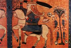 Postkort. Norsk Folkemuseum, Kiste fra Hallingdal, soldat ti