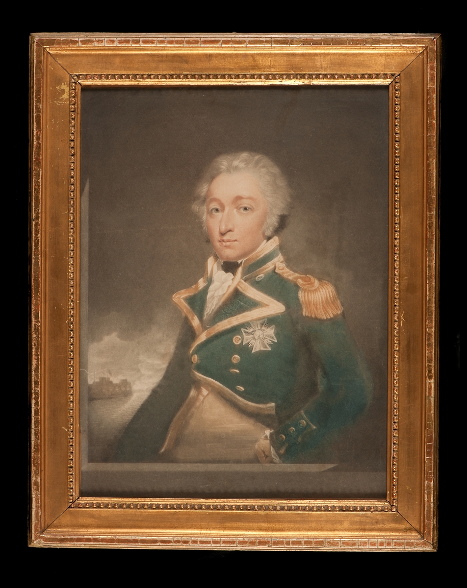Porträtt av engelska amiralen sir William Smith. Förgylld ram
